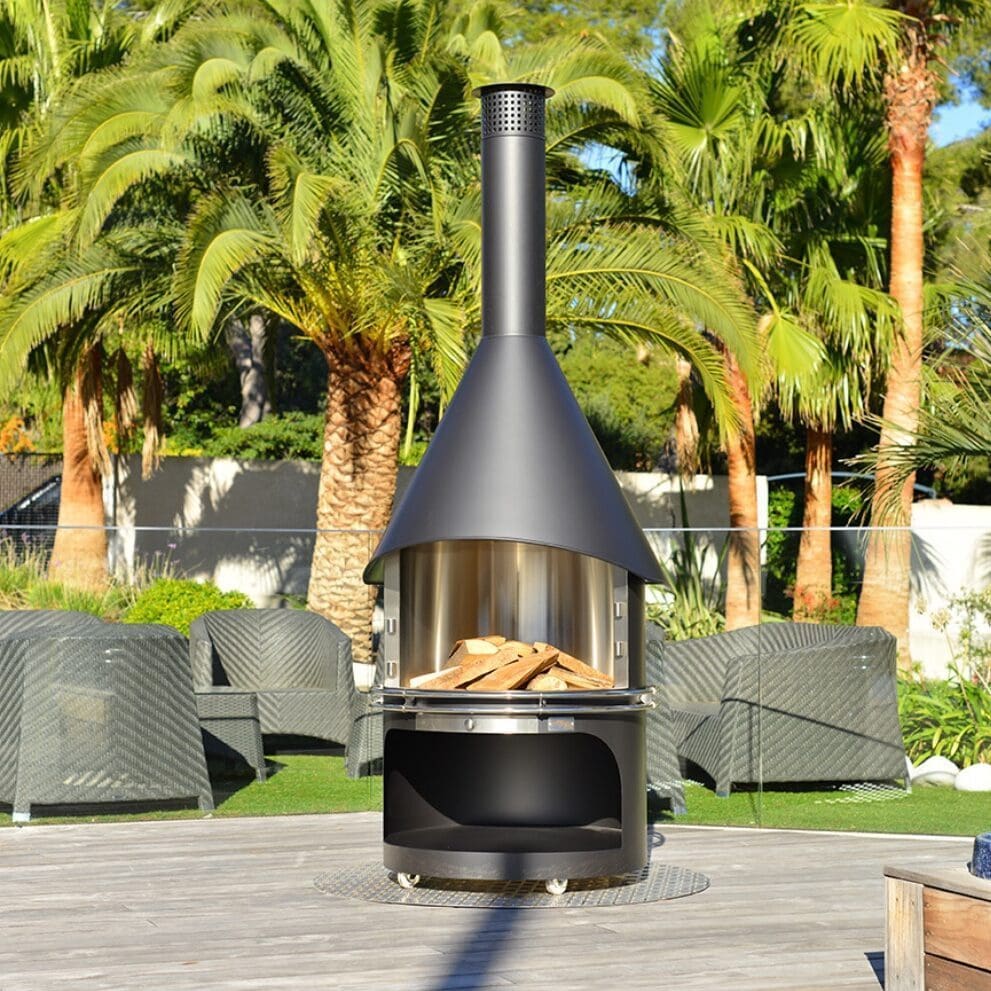 Sonsy Outdoor Wood Fireplace Gold, Portable Outdoor Fireplace With Chimney